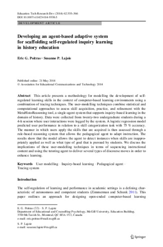 Developing an agent-based adaptive system for scaffolding self-regulated inquiry learning in history education thumbnail