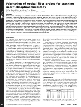 Fabrication of optical fiber probes for scanning near-field optical microscopy thumbnail