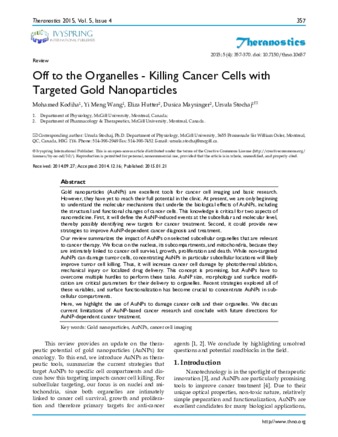 Off to the organelles - killing cancer cells with targeted gold nanoparticles thumbnail