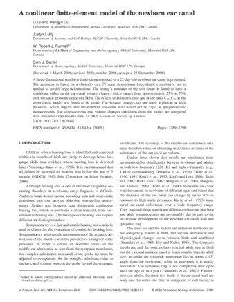 A nonlinear finite-element model of the newborn ear canal thumbnail