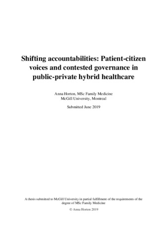 Shifting accountabilities: Patient-citizen voices and contested governance in public-private hybrid healthcare thumbnail