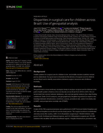 Disparities in surgical care for children across Brazil: Use of geospatial analysis thumbnail