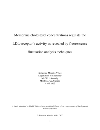 Membrane cholesterol concentrations regulate the LDL-receptor’s activity as revealed by fluorescence fluctuation analysis techniques thumbnail