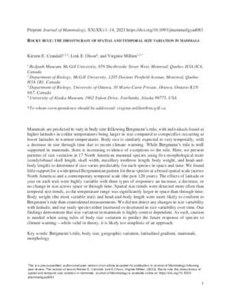 Rocky rule: the idiosyncrasy of spatial and temporal size variation in mammals thumbnail