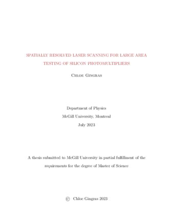 Spatially Resolved Laser Scanning for Large Area Testing of Silicon Photomultipliers thumbnail