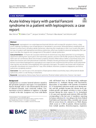 Acute kidney injury with partial Fanconi syndrome in a patient with leptospirosis: a case report thumbnail
