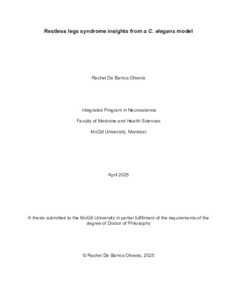 Restless legs syndrome insights from a C. elegans model thumbnail