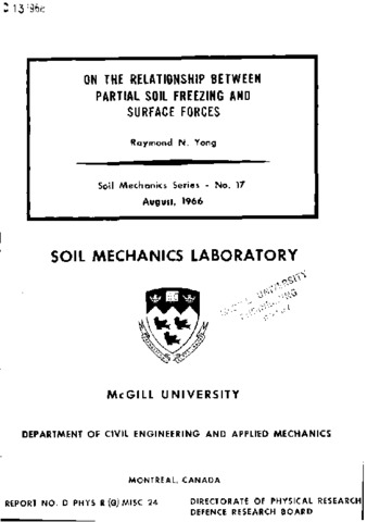 On the relationship between partial soil freezing and surface forces thumbnail