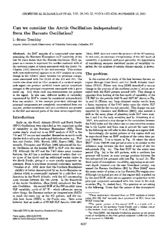 Can we consider the Arctic Oscillation independently from the Barents Oscillation? thumbnail