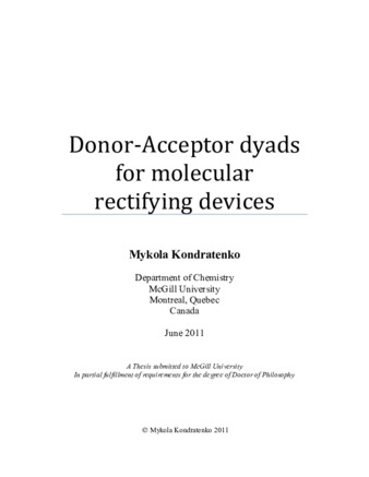 Donor-acceptor dyads for molecular rectifying devices thumbnail