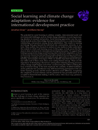 Social learning and climate change adaptation: evidence for international development practice thumbnail