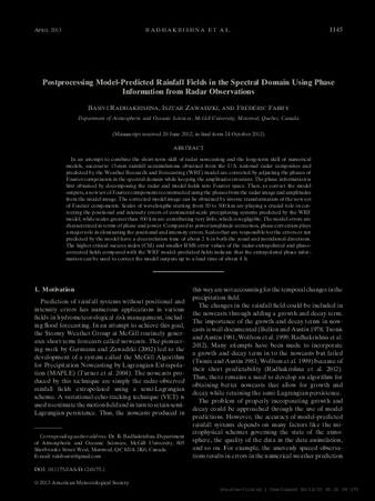 Postprocessing Model-Predicted Rainfall Fields in the Spectral Domain Using Phase Information from Radar Observations thumbnail