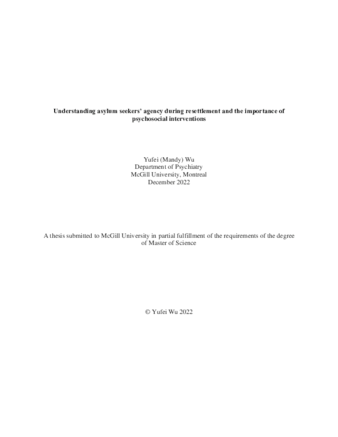 Understanding asylum seekers’ agency during resettlement and the importance of psychosocial interventions thumbnail