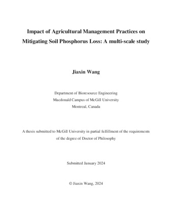 Impact of Agricultural Management Practices on Mitigating Soil Phosphorus Loss: A multi-scale study thumbnail