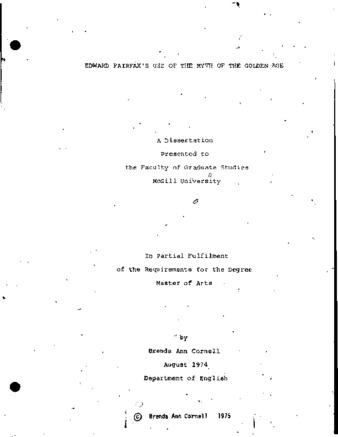 Edward Fairfax's use of the myth of the Golden Age thumbnail