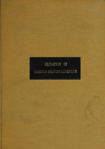 The kinetics of the oxidation of gaseous propionaldehyde. thumbnail