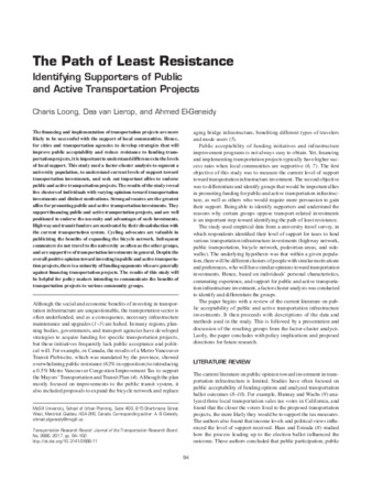 The Path of Least Resistance: Identifying Supporters of Public and Active Transportation Projects thumbnail