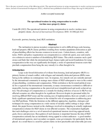 The operational tensions in using compensation to resolve wartime mass property claims thumbnail