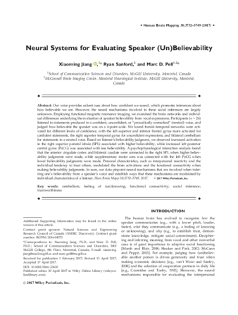 Neural systems for evaluating speaker (un)believability thumbnail