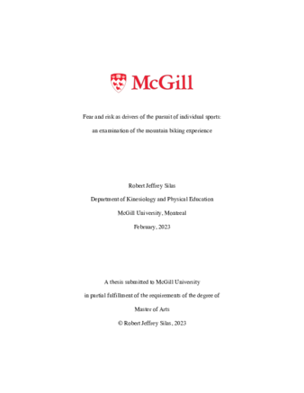 Fear and risk as drivers of the pursuit of individual sports:  an examination of the mountain biking experience thumbnail