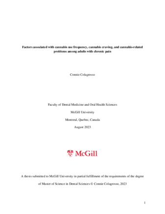 Factors associated with cannabis use frequency, cannabis craving, and cannabis-related problems among adults with chronic pain thumbnail
