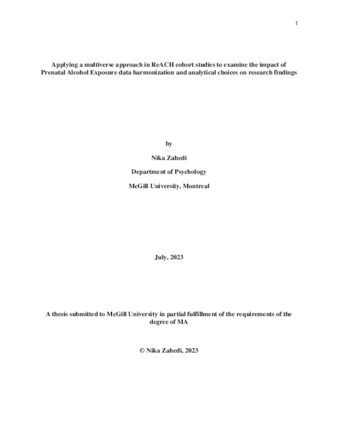 Applying a multiverse approach in ReACH cohort studies to examine the impact of Prenatal Alcohol Exposure data harmonization and analytical choices on research findings thumbnail