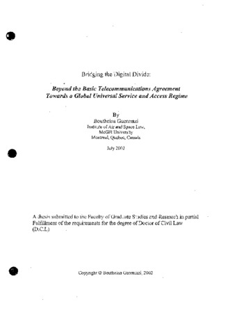 Bridging the digital divide : beyond the basic telecommunications agreement towards a global universal service and access regime thumbnail