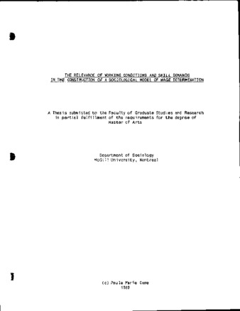 The relevance of working conditions and skill demands in the construction of a sociological model of wage determination / thumbnail