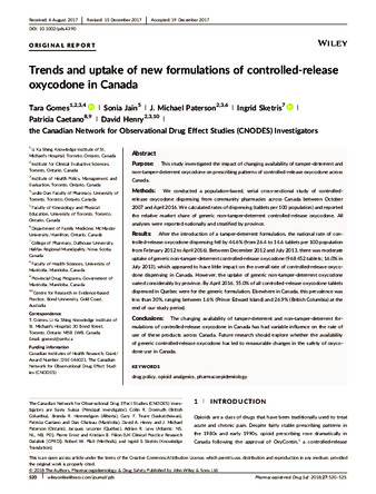 Trends and uptake of new formulations of controlled-release oxycodone in Canada thumbnail