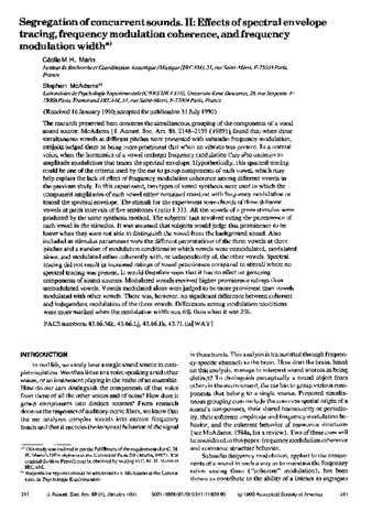 Segregation of concurrent sounds. II: Effects of spectral envelope tracing, frequency modulation coherence, and frequency modulation width thumbnail