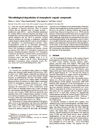 Microbiological degradation of atmospheric organic compounds thumbnail