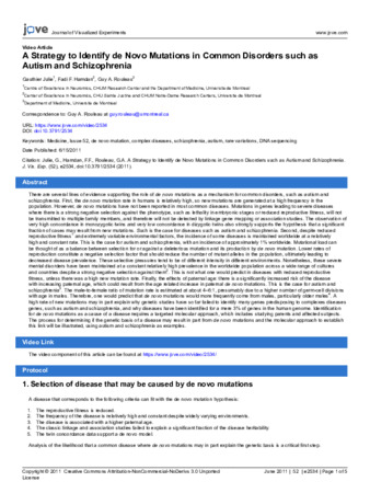 A Strategy to Identify de Novo Mutations in Common Disorders such as Autism and Schizophrenia thumbnail