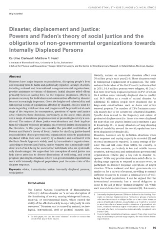 Disaster, displacement and justice: Powers and Faden’s theory of social justice and the obligations of non-governmental organizations’ towards Internally Displaced Persons thumbnail