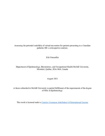 Virtualizable visits in a Canadian pediatric emergency department: A retrospective cohort study thumbnail