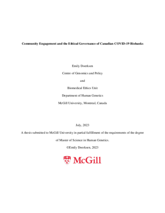 Community Engagement and the Ethical Governance of Canadian COVID-19 Biobanks thumbnail