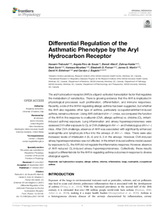 Differential Regulation of the Asthmatic Phenotype by the Aryl Hydrocarbon Receptor thumbnail