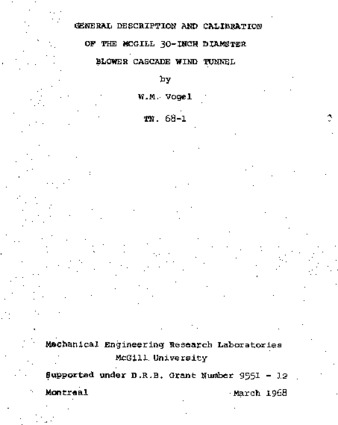 General description and calibration of the McGill 30-inch diameter blower cascade wind tunnel thumbnail