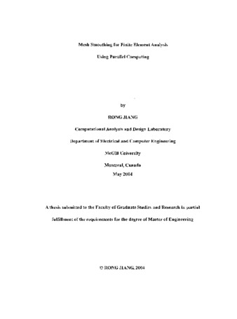 Mesh smoothing for finite element analysis using parallel computing thumbnail