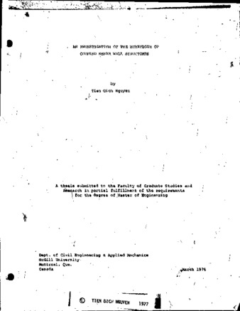 An investigation of the behaviour of coupled shear wall structures / thumbnail
