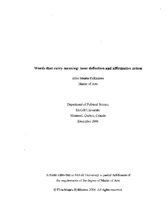 Words that carry meaning: issue definition and affirmative action thumbnail