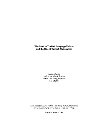 Road to Turkish language reform and the rise of Turkish nationalism thumbnail