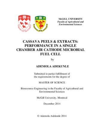 Cassava peels & extracts: Performance in a single chamber air cathode microbial fuel cell thumbnail