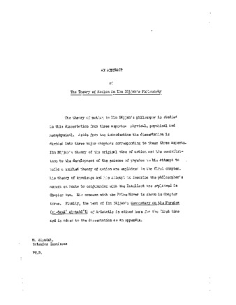 The theory of motion in Ibn Bājjah's philosophy / thumbnail