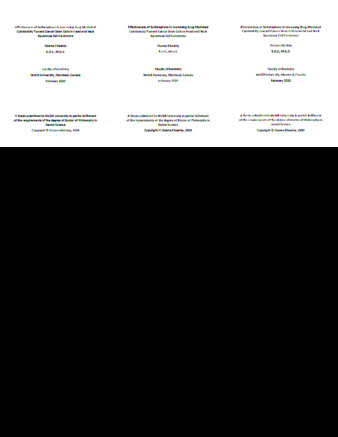 Effectiveness of sulforaphane in increasing drug mediated cytotoxicity toward cancer stem cells in head and neck squamous cell carcinoma thumbnail