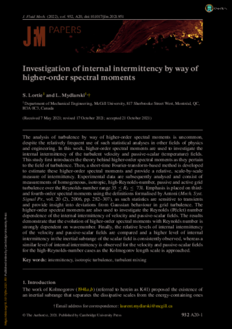 Investigation of internal intermittency by way of higher-order spectral moments thumbnail