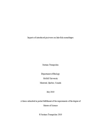 Impacts of introduced piscivores on lake fish assemblages thumbnail