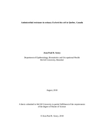 Antimicrobial resistance in urinary «Escherichia coli» in Quebec, Canada thumbnail