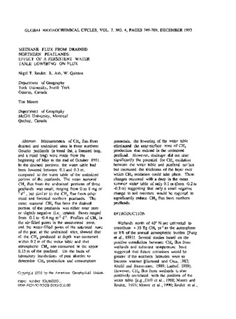 Methane Flux From Drained Northern Peatlands: Effect of a Persistent Water Table Lowering on Flux thumbnail