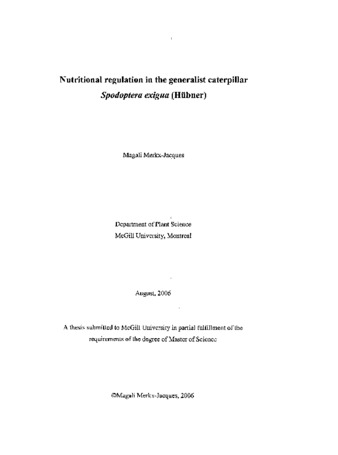 Nutritional regulation in the generalist caterpillar Spodoptera exigua (Hübner) thumbnail