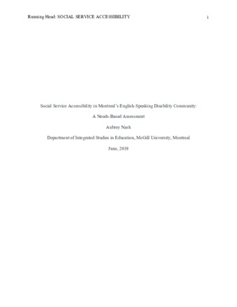 Social service accessibility in Montreal’s English-Speaking disability community: a needs-based assessment thumbnail